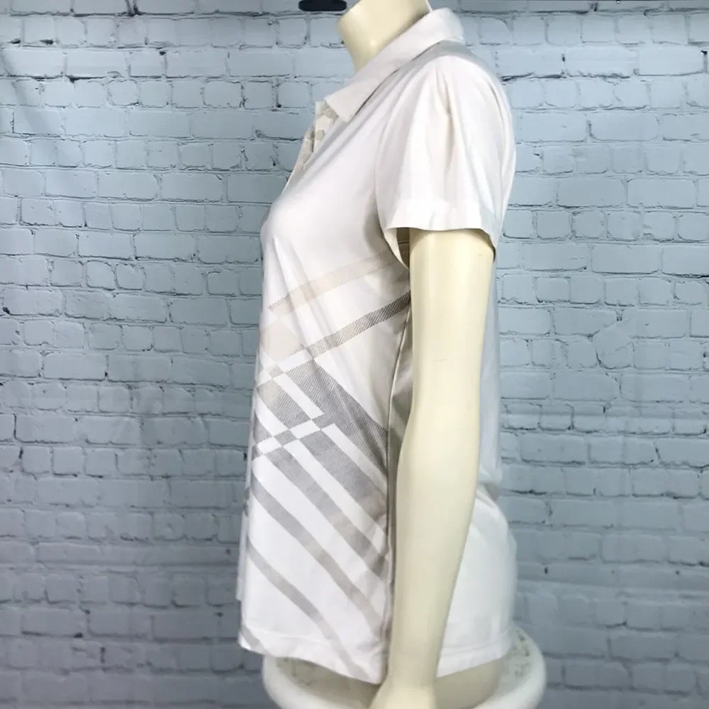 Nike Golf Size Medium Cream w/gray geometric ombré designs EUC